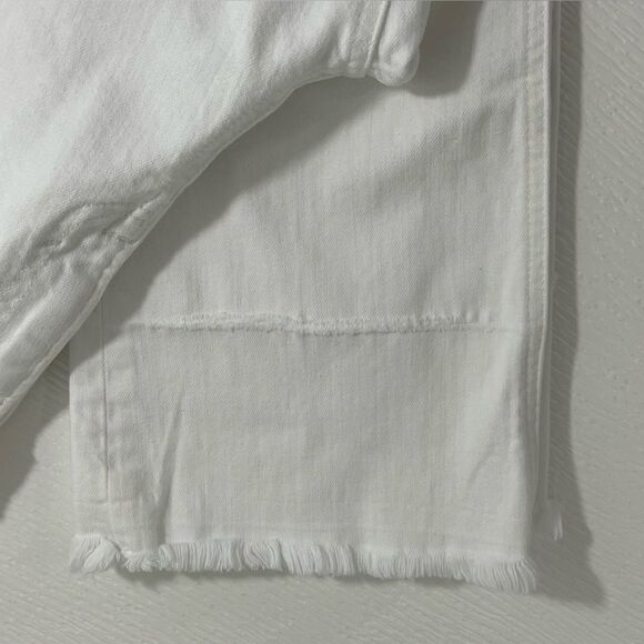 LUCKY Brand Bridgette Mini Boot White Jeans Size 8 / 29 Cropped Raw Hem Denim - Picture 10 of 10